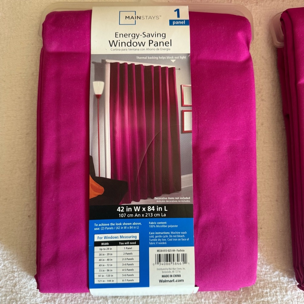 Mainstays Fuchsia Energy-Saving Window Panel 42” x 84”- Set of 3 Panels - Picture 4 of 7
